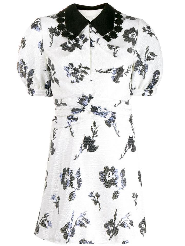 Self-portrait Floral Sequin Embellished Dress - White