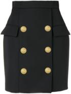 Balmain Engraved-button Skirt - Black