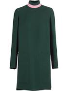 Burberry Two-tone Silk Wool Shift Dress - Green