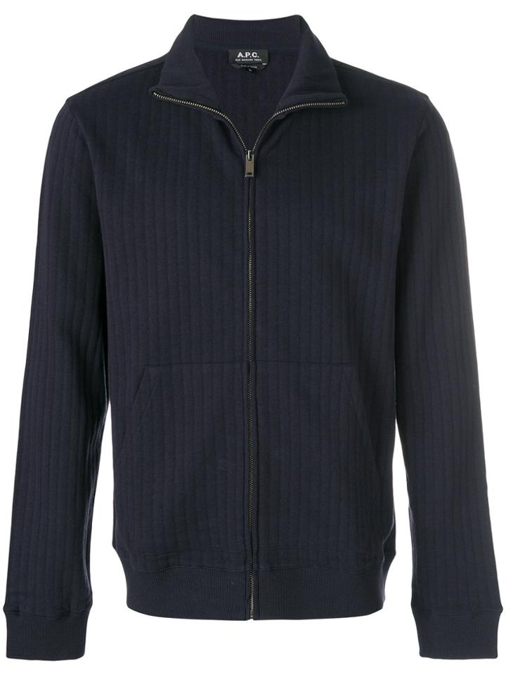 A.p.c. Ribbed Zip Cardigan - Blue