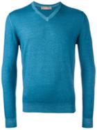 Cruciani V-neck Jumper, Men's, Size: 50, Blue, Wool