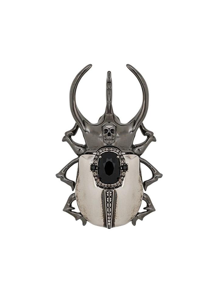 Alexander Mcqueen Bejeweled Beetle Brooch - Silver