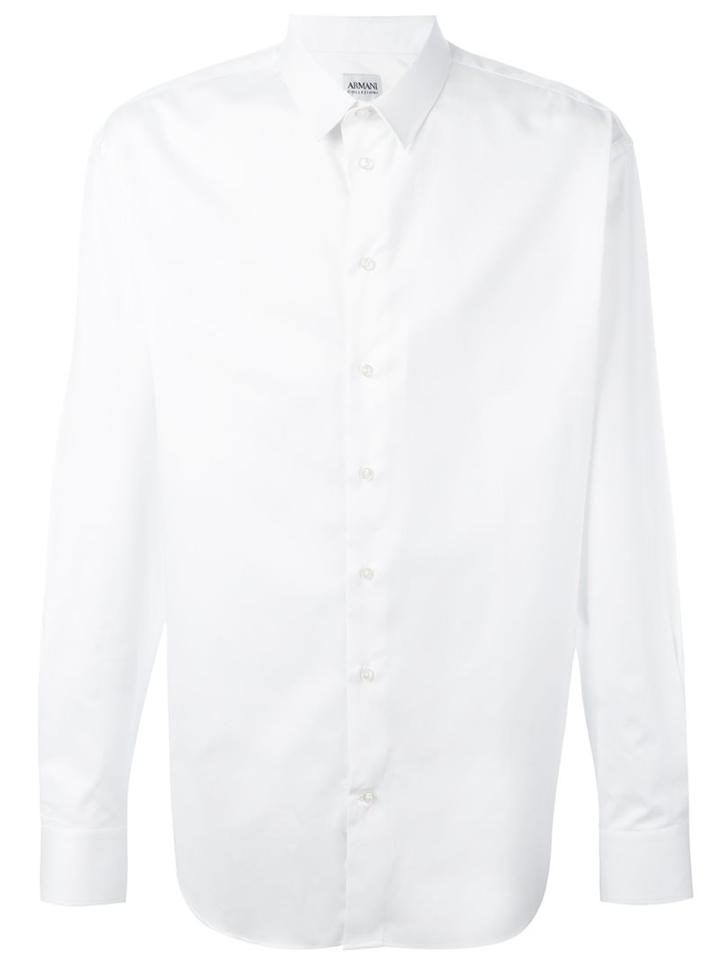 Armani Collezioni Classic Shirt, Men's, Size: 41, White, Cotton/spandex/elastane