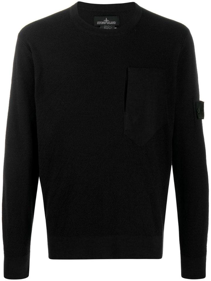 Stone Island Shadow Project Logo Patch Lightweight Sweater - Black