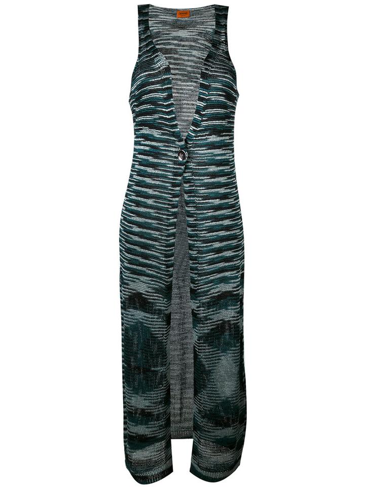 Missoni - Striped Sleeveless Long Cardigan - Women - Acetate/polyester - 42, Blue, Acetate/polyester