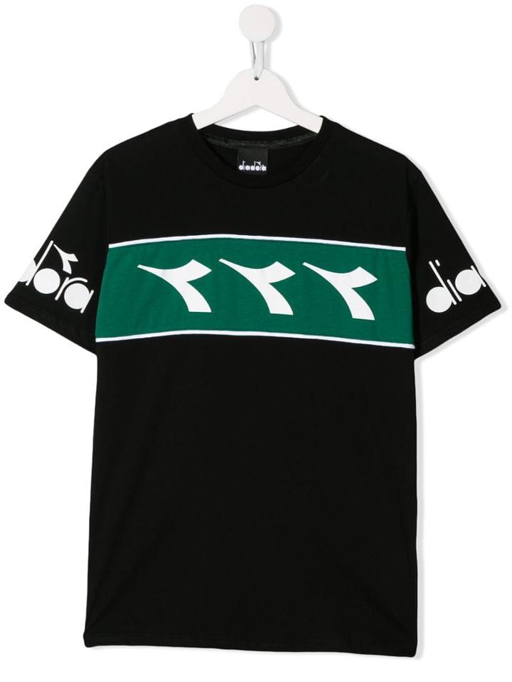 Diadora Junior Teen Logo Stripe T-shirt - Black