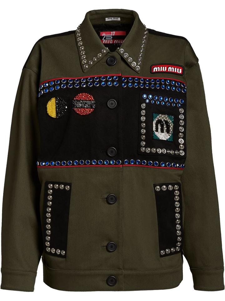 Miu Miu Embellished Shirt Jacket - Green