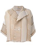 Issey Miyake - Ribbed Detail Jacket - Women - Polyester - 2, Brown, Polyester