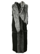 Sophie Theallet Sleeveless Asymmetric Coat, Women's, Black, Fox Fur