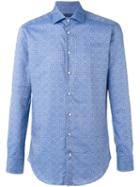Etro Tile Print Shirt, Men's, Size: 43, Blue, Cotton