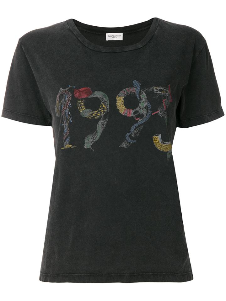 Saint Laurent 1993 Snakes Print T-shirt - Black