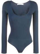 Tibi Ribbed Knit Bodysuit - Blue