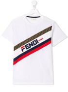 Fendi Kids Teen Logo Stripe T-shirt - White