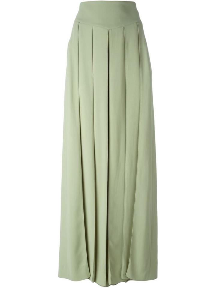 Givenchy Pleated Wide Leg Trousers, Women's, Size: 40, Green, Viscose/spandex/elastane/acetate/silk