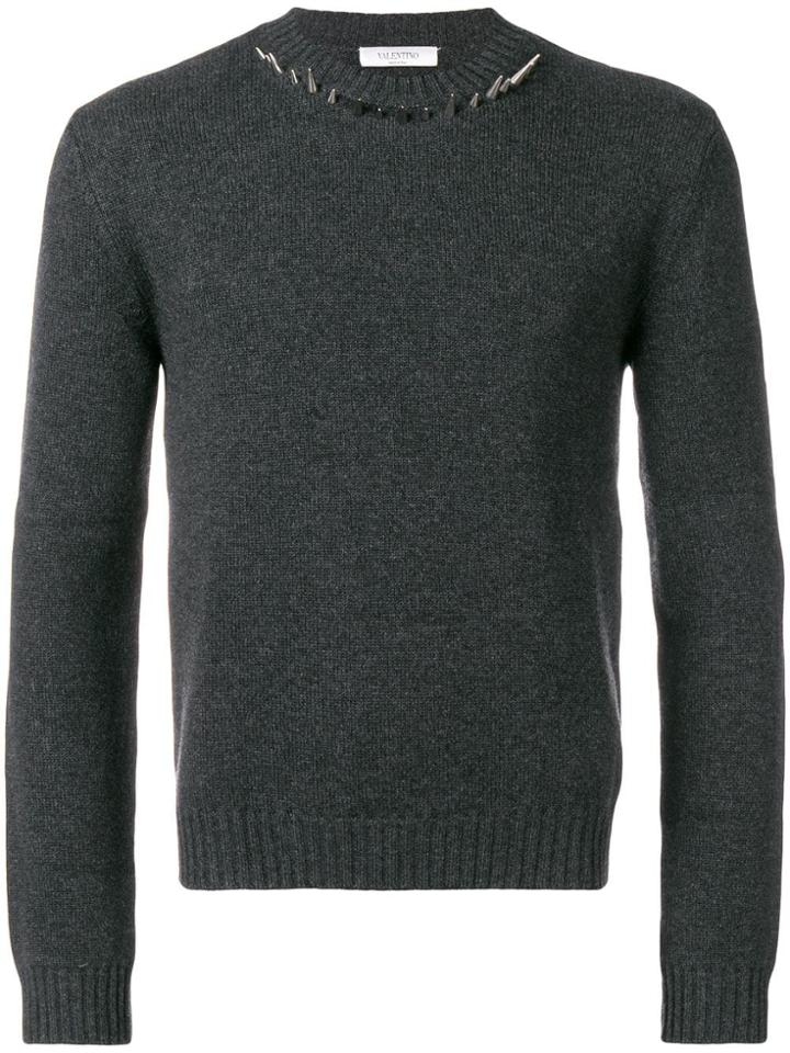 Valentino Punk Studs Cashmere Jumper - Grey