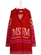 Msgm Kids Teen Oversized Logo Cardigan - Red