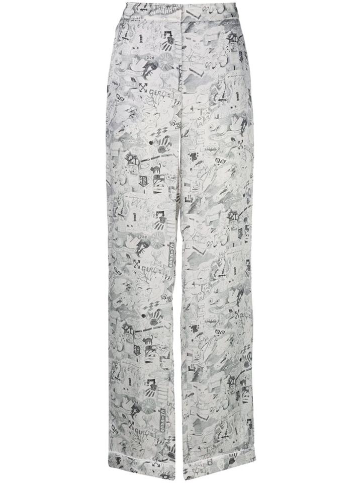 Off-white Sketch Print Straight-leg Trousers