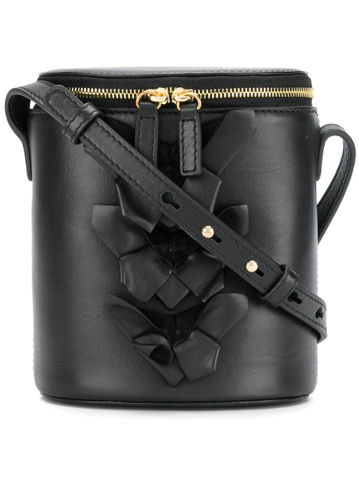 Jamin Puech Appliqué Flower Bucket Bag - Black