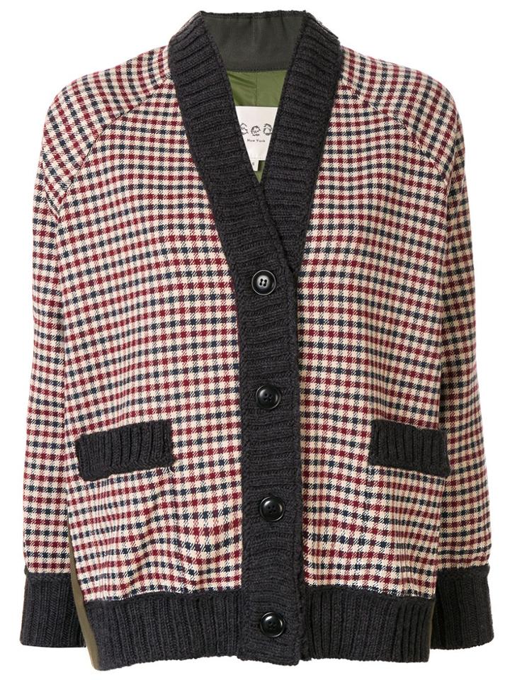 Sea Check-print Cardigan - Blue