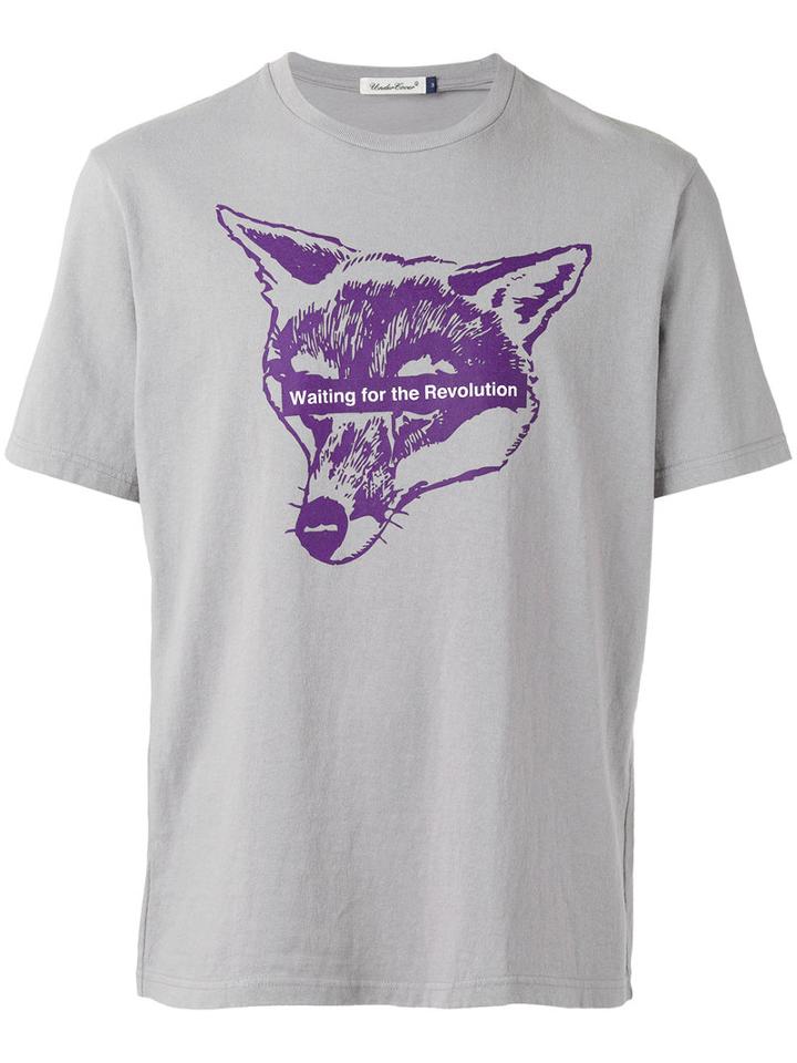Undercover Fox Print T-shirt, Men's, Size: 3, Grey, Cotton