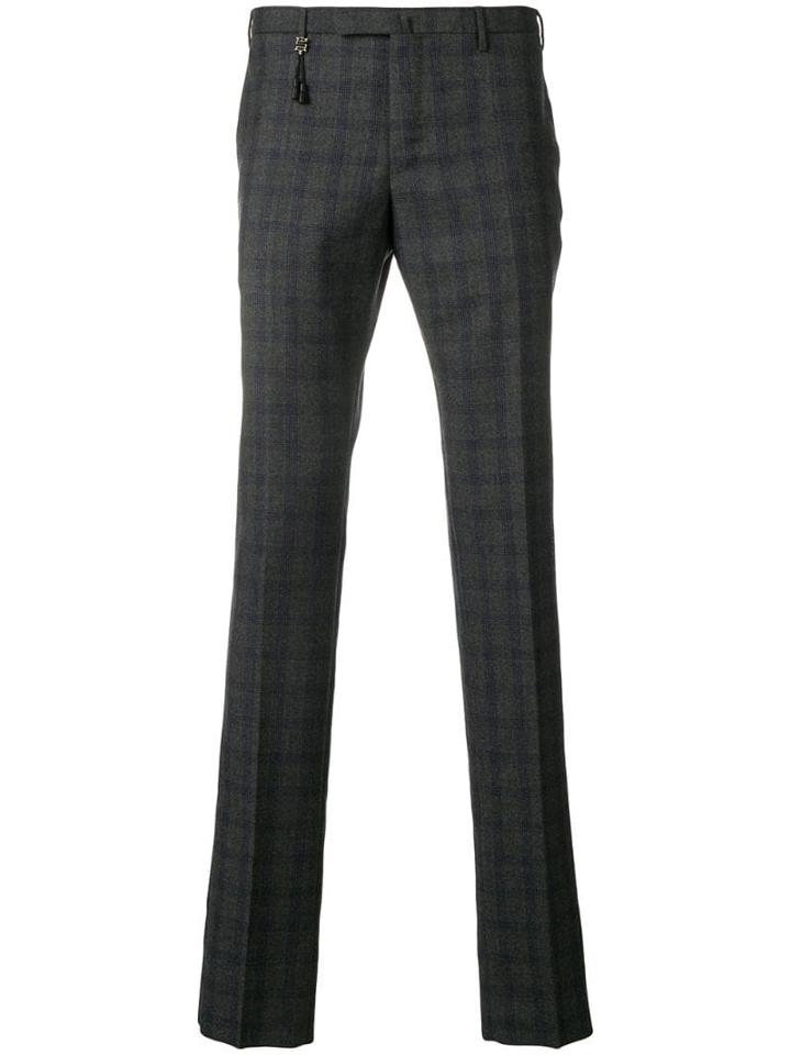 Incotex Check Slim Fit Trousers - Grey