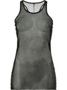 Masnada - Long Mesh Vest - Women - Cotton/linen/flax - 42, Black, Cotton/linen/flax