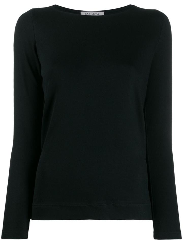 La Fileria For D'aniello Long Sleeve Jersey Top - Black