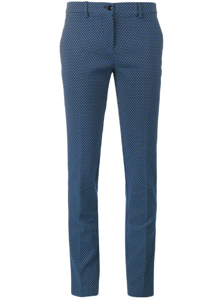 Etro Polka Dot Jacquard Trousers - Blue