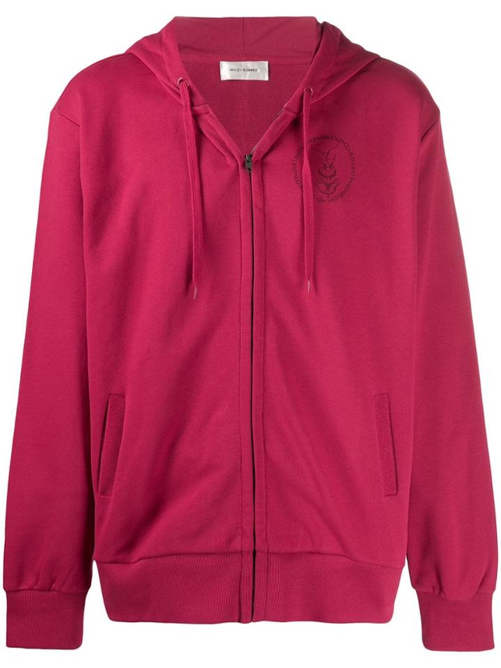 Wales Bonner Back Print Zipped Hoodie - Pink