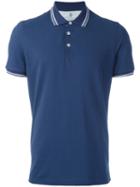 Brunello Cucinelli Striped Collar Polo Shirt, Men's, Size: Medium, Blue, Cotton