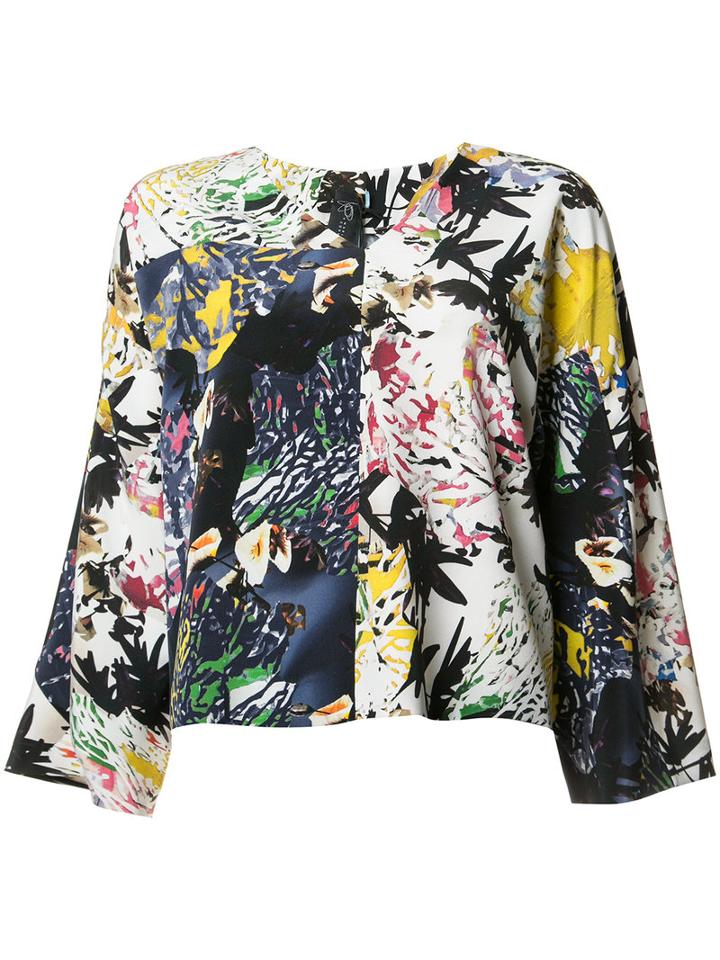 Zero + Maria Cornejo Abstract Print V-neck T-shirt, Women's, Size: 6, Silk/spandex/elastane