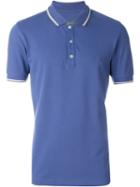 Fay Piped Collar Polo Shirt, Men's, Size: Small, Blue, Cotton/spandex/elastane