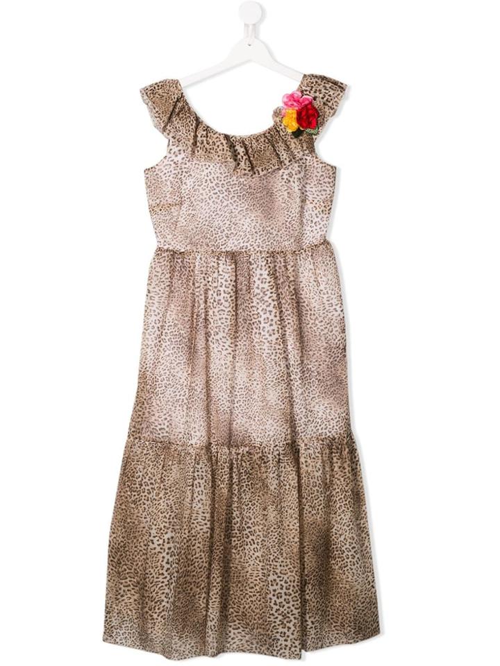 Monnalisa Animal Print Dress - Brown