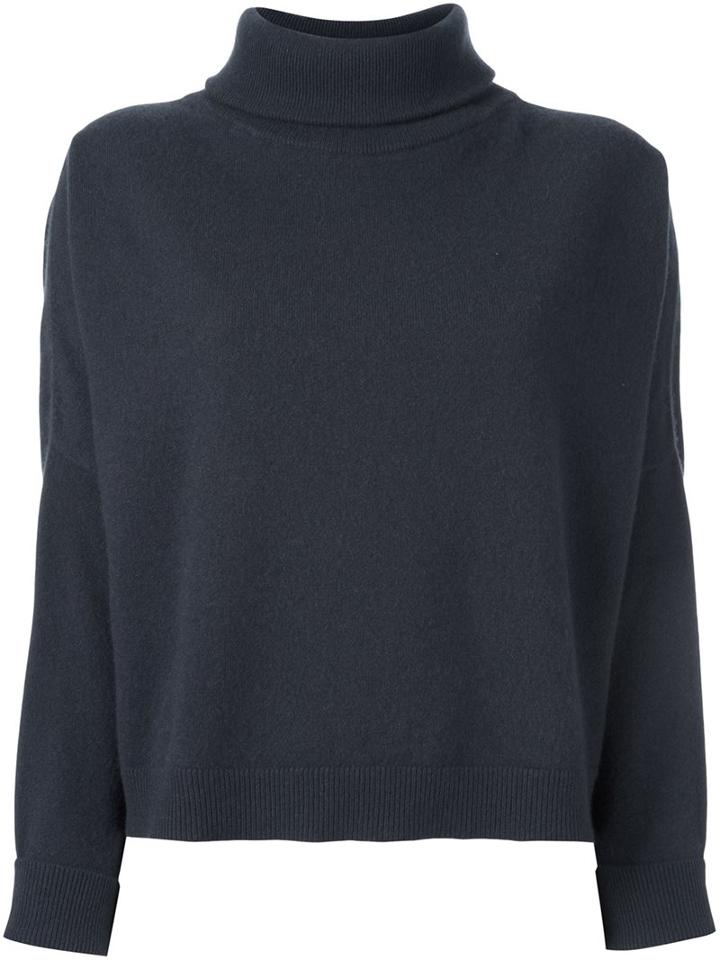 Dusan High Neck Chunky Sweater, Women's, Blue, Cashmere