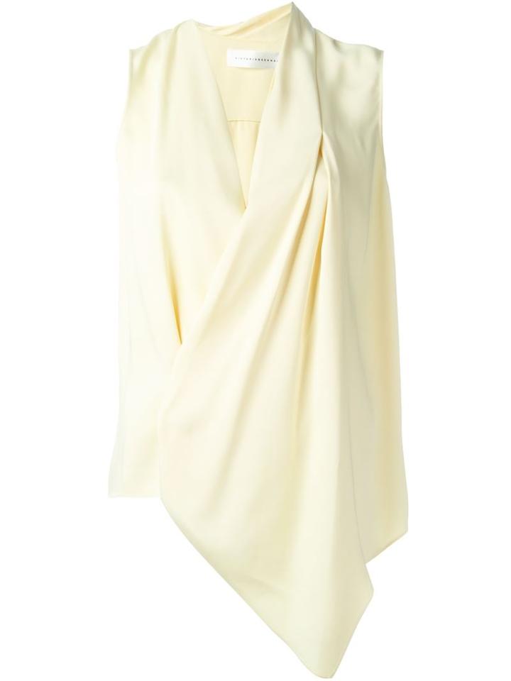 Victoria Beckham Draped Asymmetric Top, Women's, Size: 8, Yellow/orange, Acetate/viscose
