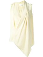 Victoria Beckham Draped Asymmetric Top, Women's, Size: 8, Yellow/orange, Acetate/viscose