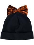 Federica Moretti Bow Embroidered Beanie Hat - Blue
