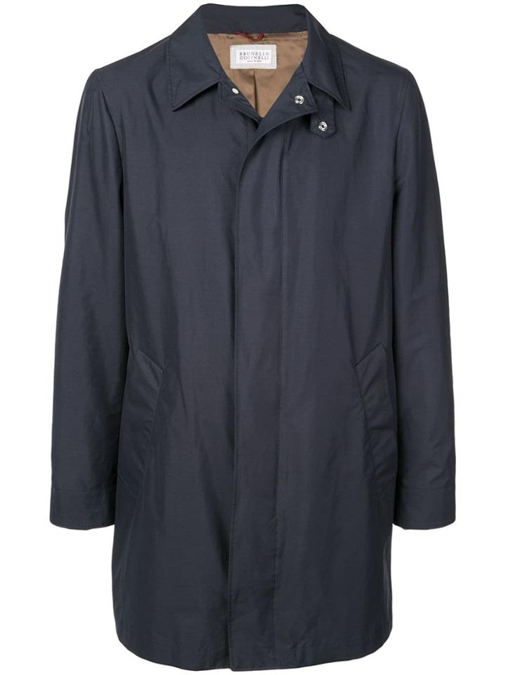 Brunello Cucinelli Concealed Fastening Rain Coat - Blue