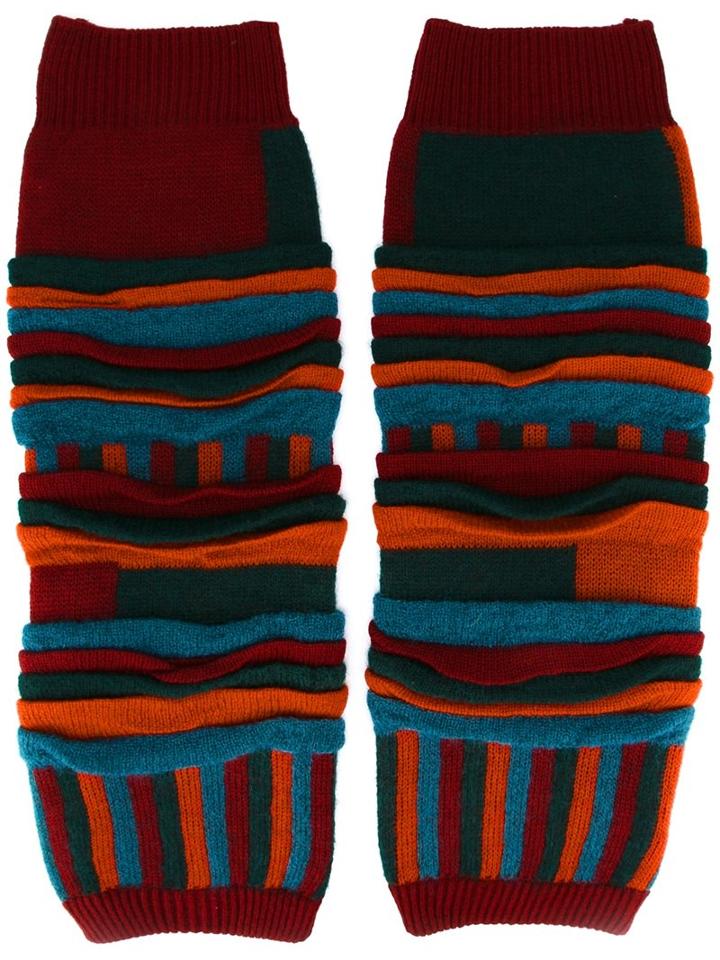Issey Miyake Men Striped Leg And Arm Warmers, Acrylic/nylon/mohair/wool