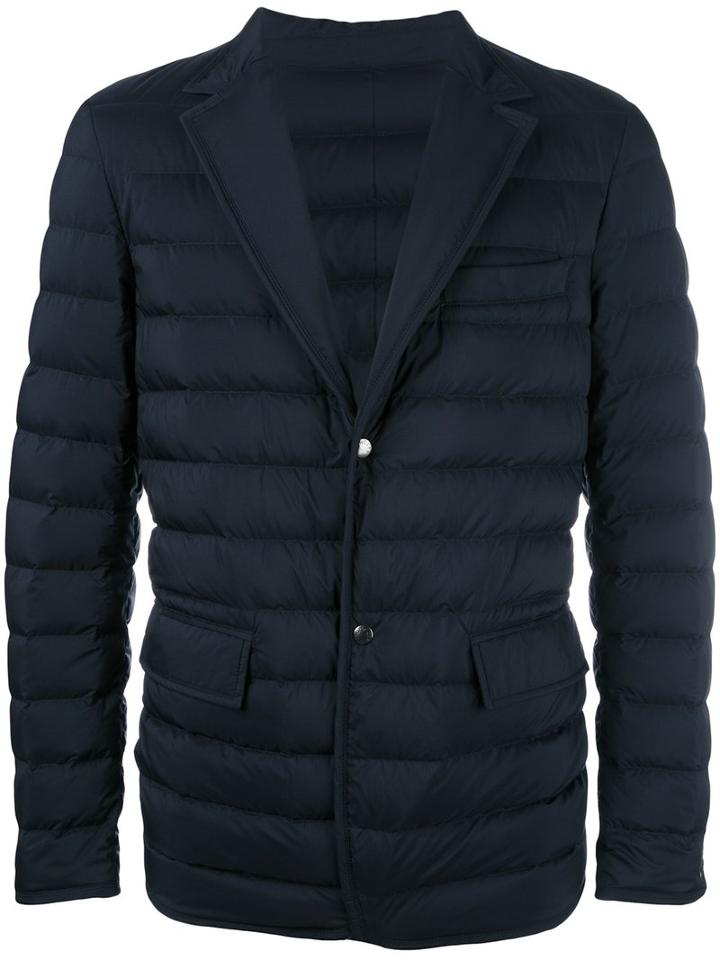 Moncler Bardiou Padded Jacket, Men's, Size: 4, Blue, Polyamide/calf Leather/feather Down