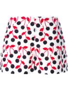 Giamba Cherry Embroidered Shorts, Women's, Size: 40, White, Cotton/polyester/silk