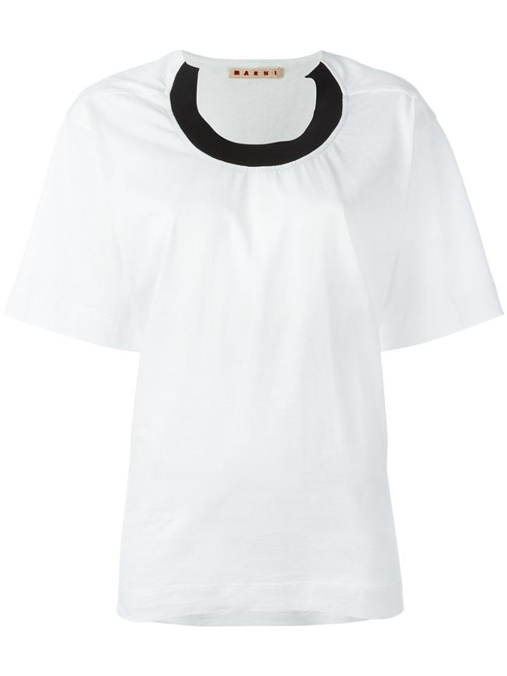 Marni Contrast Collar Top - White