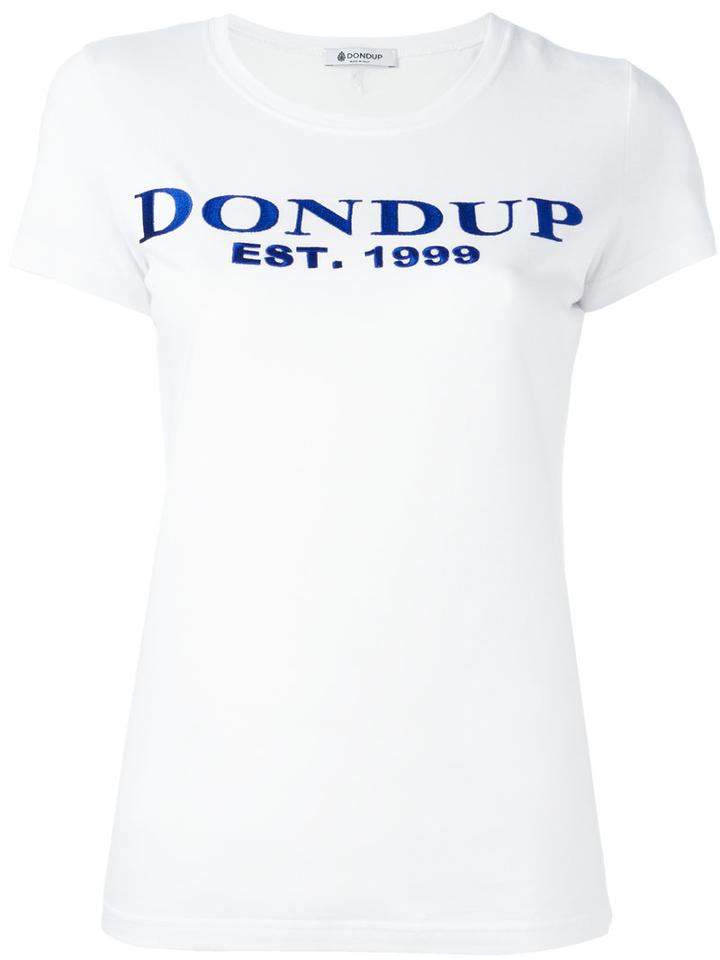 Dondup Logo Embroidered T-shirt, Women's, Size: Xs, White, Cotton