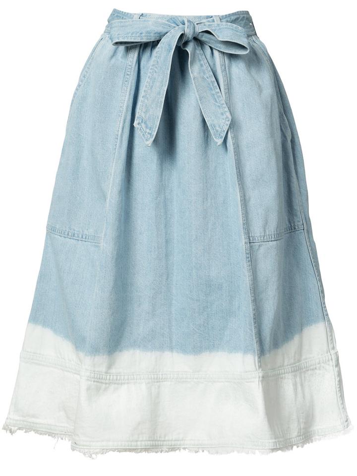 Ulla Johnson Bleached Effed A-line Skirt, Women's, Size: 4, Blue, Cotton