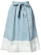 Ulla Johnson Bleached Effed A-line Skirt, Women's, Size: 4, Blue, Cotton