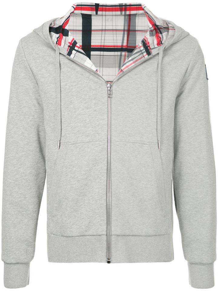 Moncler Gamme Bleu Checked Lining Hoodie - Grey