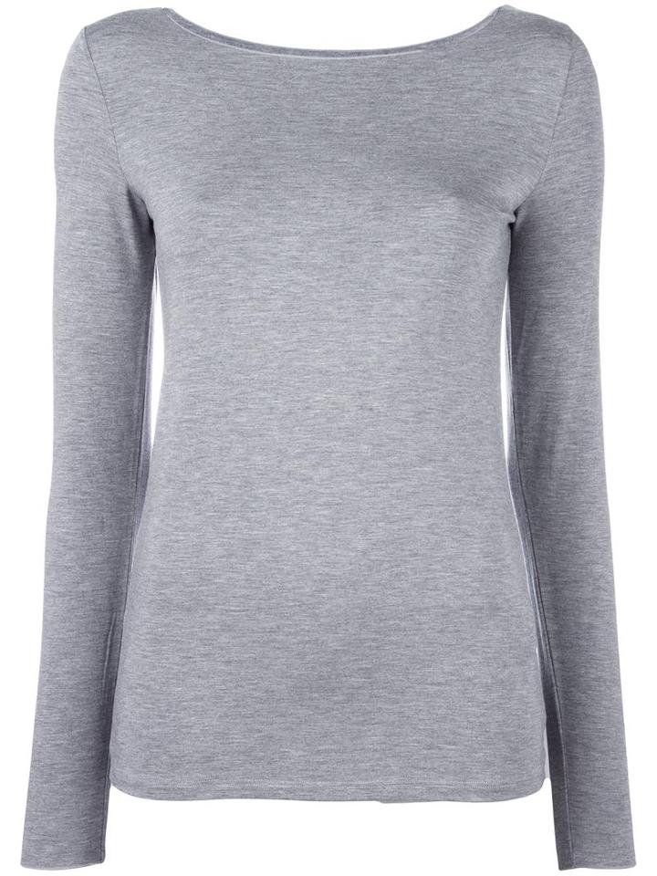 Majestic Filatures Round Neck Knit Blouse, Women's, Size: 2, Grey, Viscose/spandex/elastane