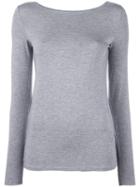 Majestic Filatures Round Neck Knit Blouse, Women's, Size: 2, Grey, Viscose/spandex/elastane