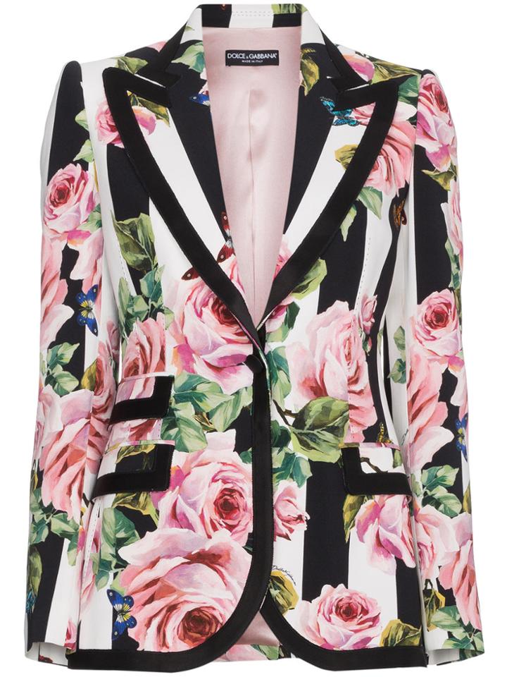 Dolce & Gabbana Cady Printed Silk Blazer - Black