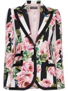 Dolce & Gabbana Cady Printed Silk Blazer - Black